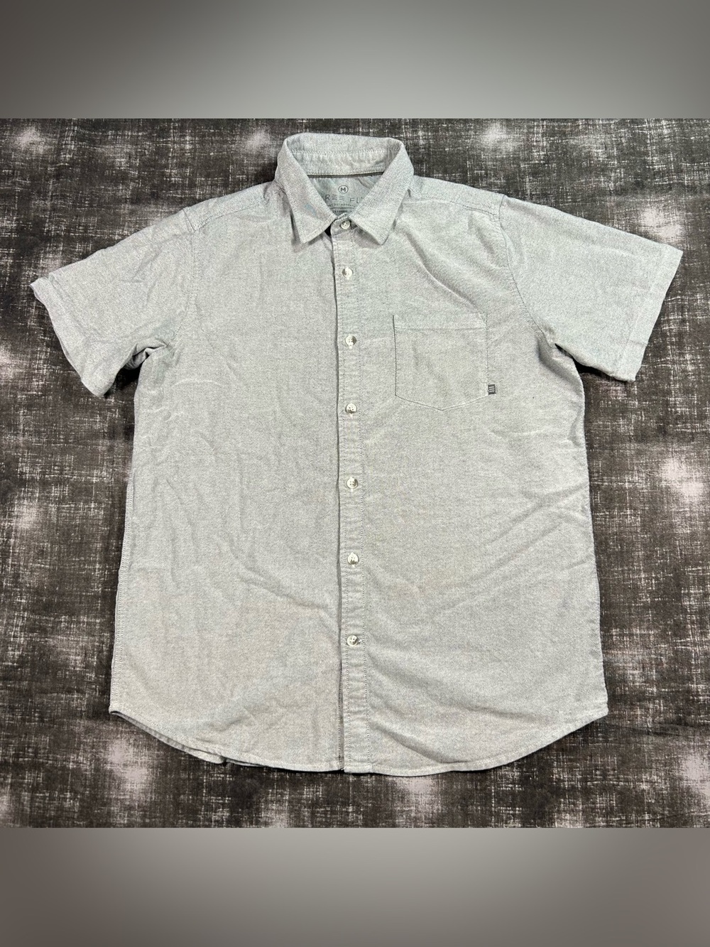 Free Fly Button Up Shirt Mens Medium Gray Pocket Short Sleeve Golf Performance